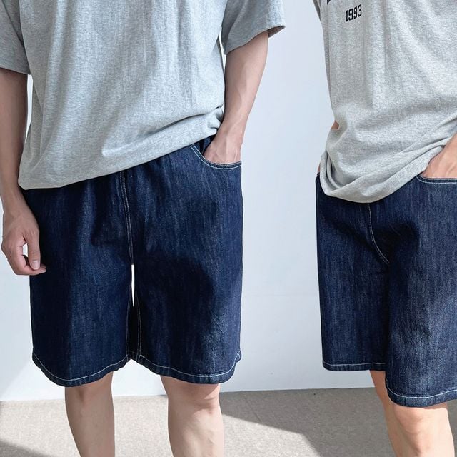 남성 데일리 외출 패션 편안한 밴딩 린넨 청 반바지