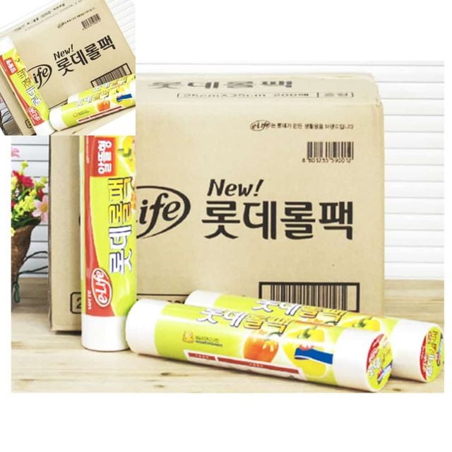 롯데 롤팩 알뜰형 35x45x500매 12개입 롤비닐 비닐롤 비닐롤팩 비닐롤백