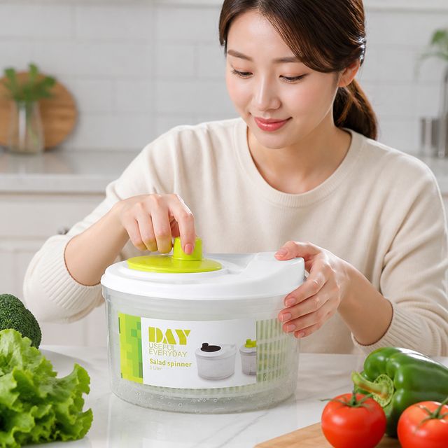 야채탈수기 채소 물기제거기 채반 세척기 회전 조리도구 - 이미지 1