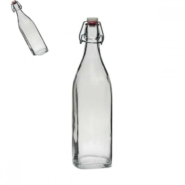 사각 스윙유리병 1000ml 투명 음료병 음료공병 밀크티용기 더치커피용기