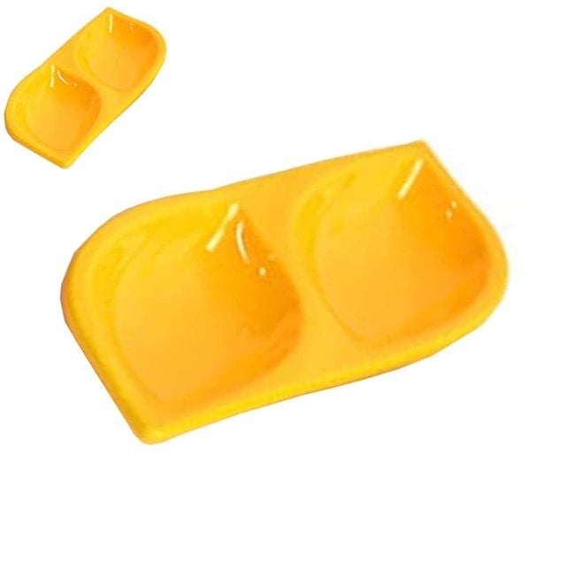업소용 두칸 나뭇잎접시 노랑색 2칸소스용기 2칸소스볼 2칸소스 일식그릇