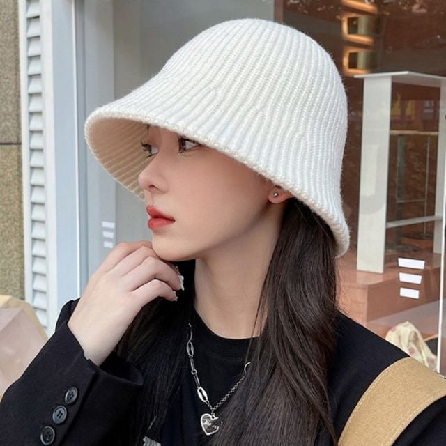 여성 겨울 가을 뜨개 니트 벙거지 모자 앙상블