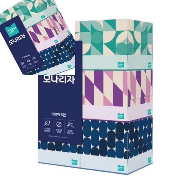 모나리자 정사각티슈 100매X6개 팩 미용화장지 화장티슈 깨끗한나라각티슈 각휴지