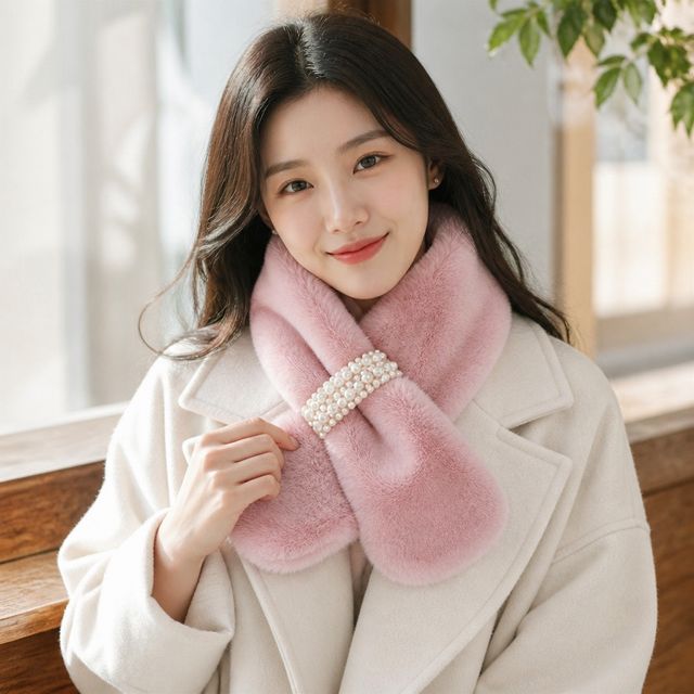 토끼 쁘띠 목도리 남녀공용 겨울 머플러 커플 스카프 방한 용품 - 이미지 1