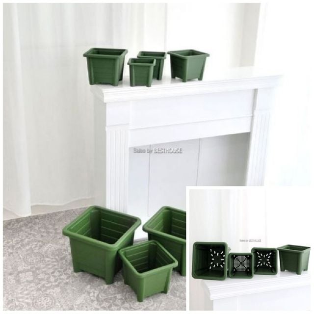 사각 그린플렌터 포트 화분 5호 16x14cm 가벼운화분 인테리어화분 예쁜화분 식물인테리어