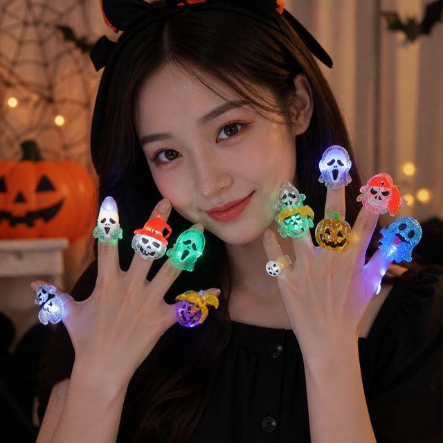 할로윈 파티용 LED 야광 반지 불빛 손가락 장식 소품 아이템 - 이미지 1