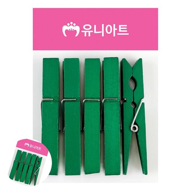 메모걸이 사진집게 나무집게 특대 초록