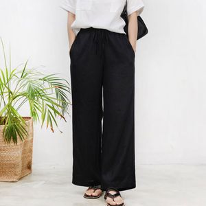 린넨 와이드 팬츠 밴딩 바지 여름 시원한 쿨링 팬츠 - 이미지 2