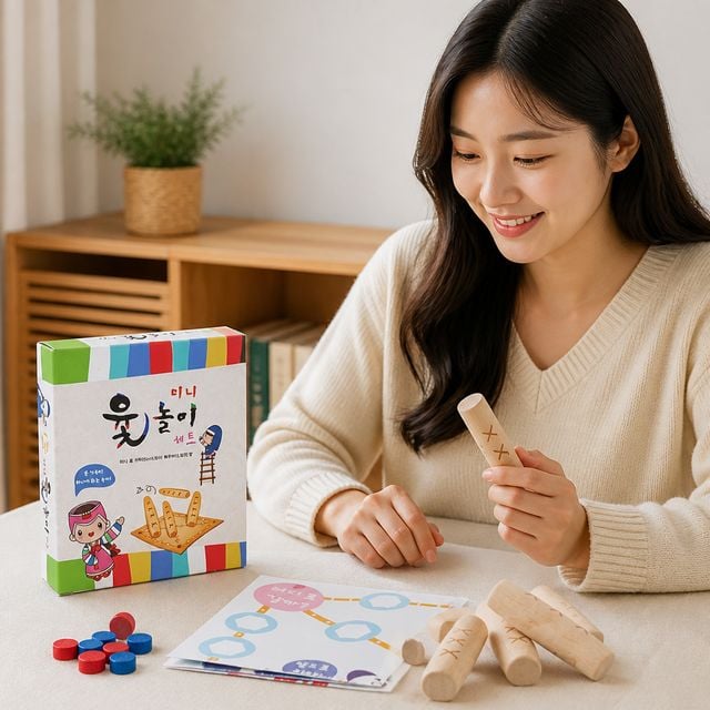 전통 놀이 용품 미니 윷놀이 민속 명절 보드게임 구성품 1개입 - 이미지 1