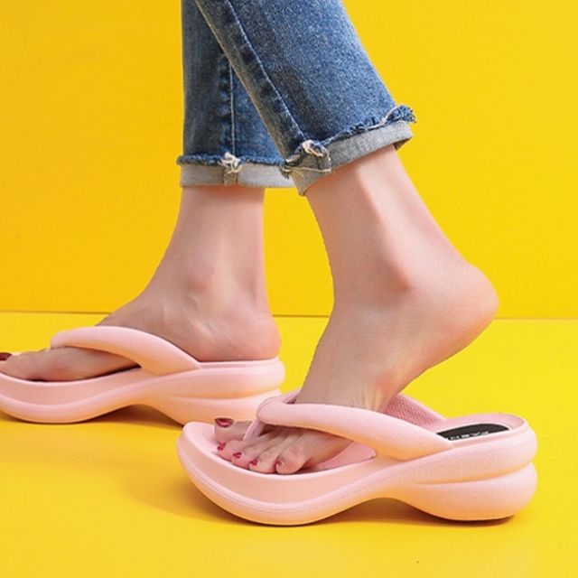 플랍플랍 웨지슬리퍼 여름 통굽 키높이 쪼리슬리퍼