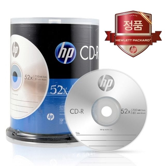 혜명몰 HP CD-R 52X 100P벌크 700MB / 80min - 박스 (6개입) 데이터백업 전산소모품 시디보관 공디스크 공