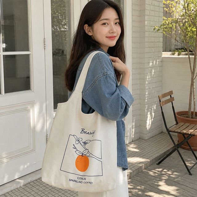 캔버스 천가방 프린팅 에코백 쇼퍼백 대학생 데일리 가방