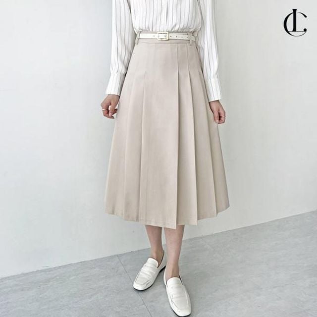 하객룩 여름 플레어 롱스커트 페미닌 바스락 셔링 데일리 여자 롱치마