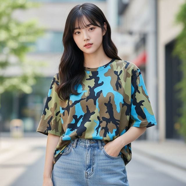 비바제이 여성 밀리터리 반팔 티셔츠 - 이미지 3