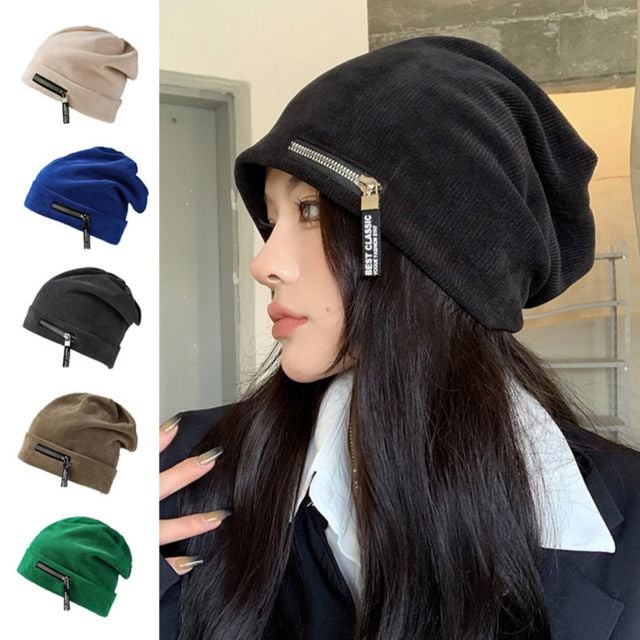 지퍼 포인트 데일리 힙 비니