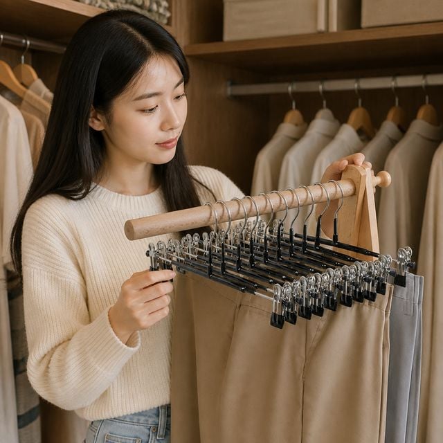 의류 정리 옷장 수납 바지 치마 집게 걸이 5P
