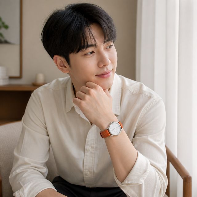 소가죽 시계밴드 라운드 스티치 디버클 손목시계 교체 줄 - 이미지 1