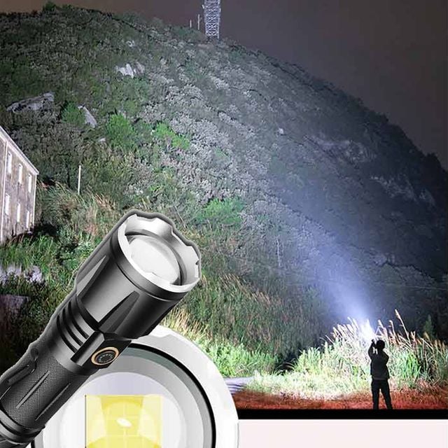 고휘도 줌 LED 손전등 충전식 후래쉬 서치라이트