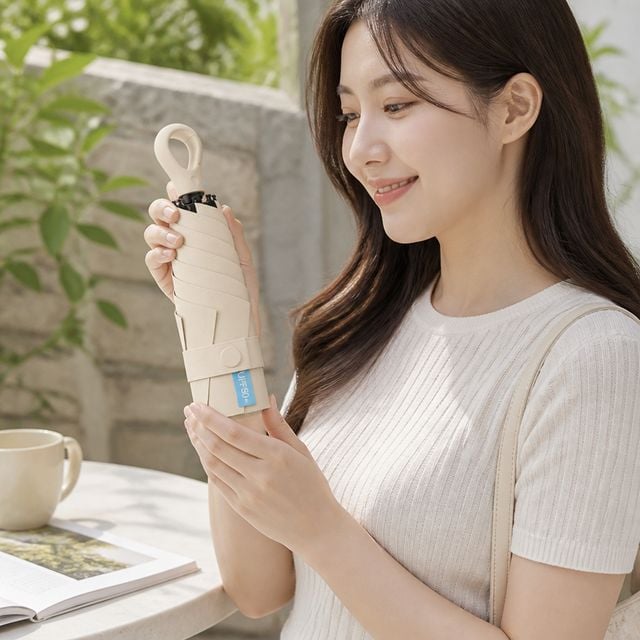 5단 자외선차단 우산 양산 암막 파우치 휴대용 미니 우양산 고리형 접이식