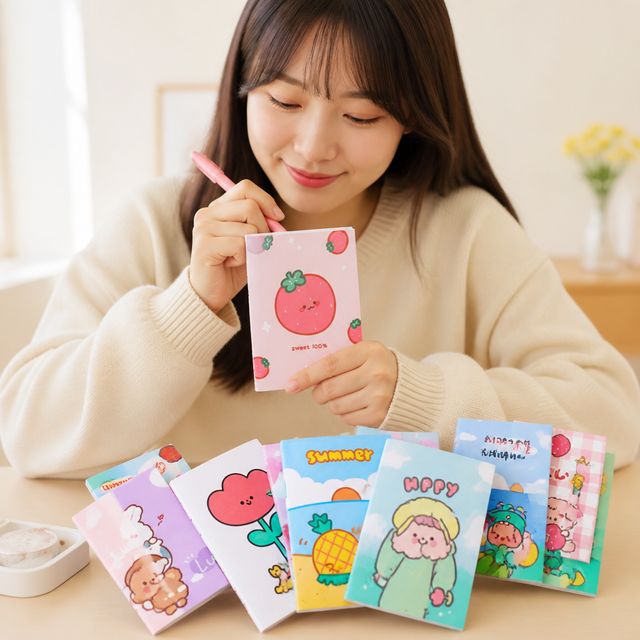 캐릭터 미니 포켓 노트 필기장 기록용 문구 소품 문구점용 소형 기록지 - 이미지 1