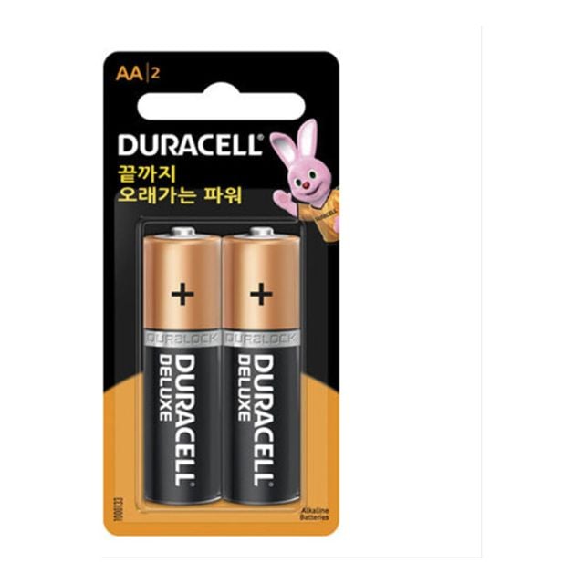 듀라셀 알카라인 건전지 AA 2알 1팩 시계 장난감 리모컨 LR6
