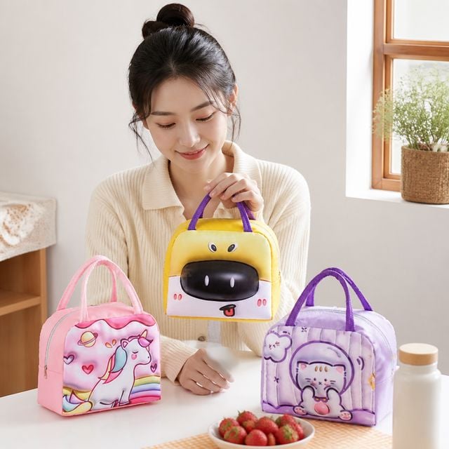 3D 동물 캐릭터 보냉 보온백 런치박스 나들이 직장인 도시락 가방 쿨러백 - 이미지 1