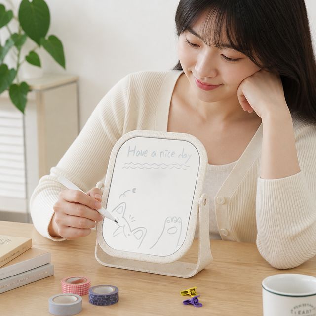 화장대 탁상거울 회전형 데스크 낙서 드로잉 인테리어 소품 책상 거울 - 이미지 1