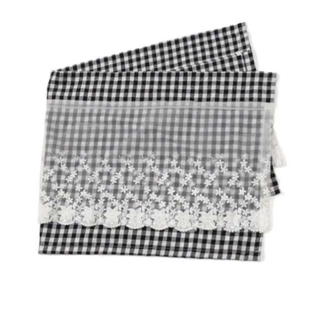 레이스 체크 바란스 커튼 106x45cm 블랙 주방바란스 부엌가림막 주방바란스커튼
