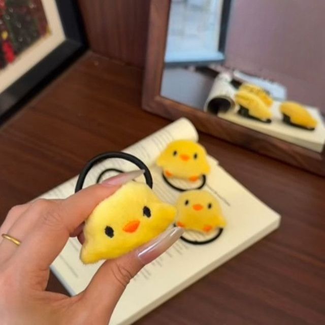 동물 머리끈 돼지 병아리 오리 푸들 강아지 머리끈 스크런치 헤어악세사리 헤어밴드 헤어끈 - 이미지 4