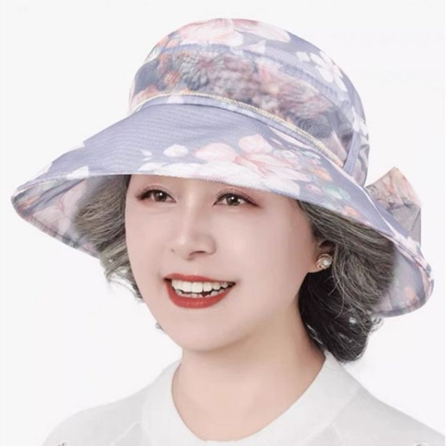 중년여성 플라워 꽃무늬 햇빛차단 외출 썬캡 썸머캡 - 이미지 2