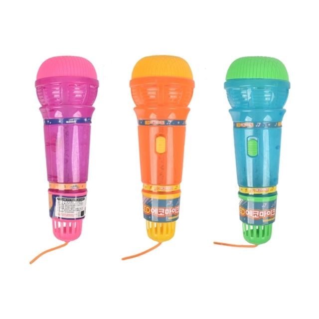 혜명몰 오렌지 LED 에코마이크 / 색상랜덤 - 갑 (6개입) LED장난감 키즈마이크 노래방장난감 노래놀이 마이