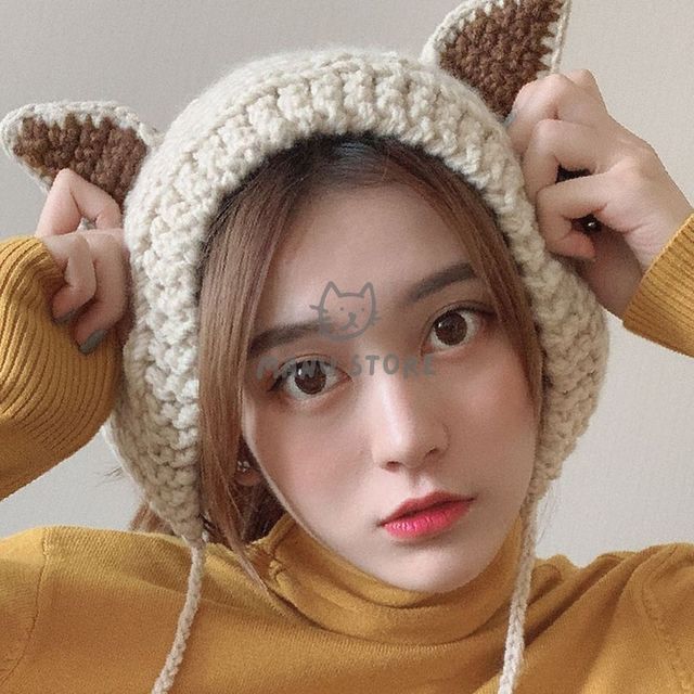 뜨개귀도리 털귀마개 니트 귀도리 아이보리