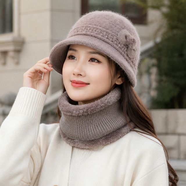 겨울 털모자 귀도리 방한 워머 목도리 리본 벙거지 머플러 여성 방한용품 - 이미지 1