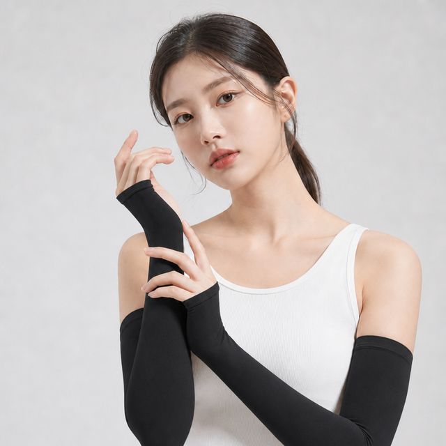 여성 골프 심리스 쿨토시 자외선차단 UPF50+ 냉감 팔토시 남여 공용 - 이미지 4