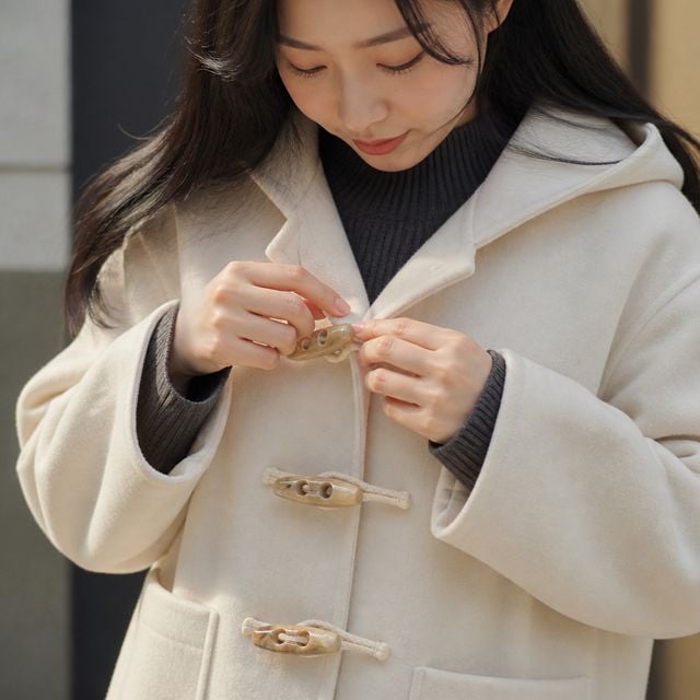 우드 떡볶이단추 코트 부자재 검정 뿔단추 막대형 긴 단추 의류 리폼 재료 - 이미지 1
