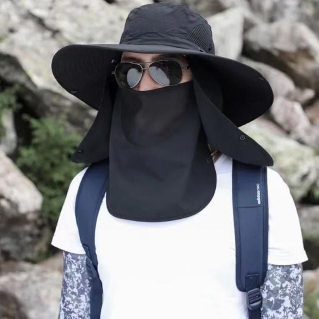 사파리플랩캡 얼굴 목 햇빛가리개 사파리 모자 차단 얼굴가리개 남성여름모자 용품 등산모자
