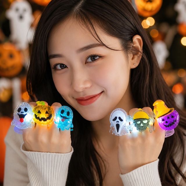 할로윈 파티용품 야광 불빛반지 LED 반지 - 이미지 1