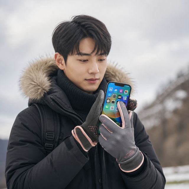 겨울 방한장갑 스마트폰 터치 기모 방수 등산 낚시 자전거 스포츠 클립 - 이미지 1