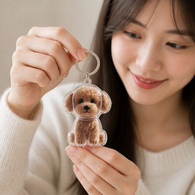 반려견 털 보관함 캡슐 애완동물 유골함 열쇠고리 - 이미지 1