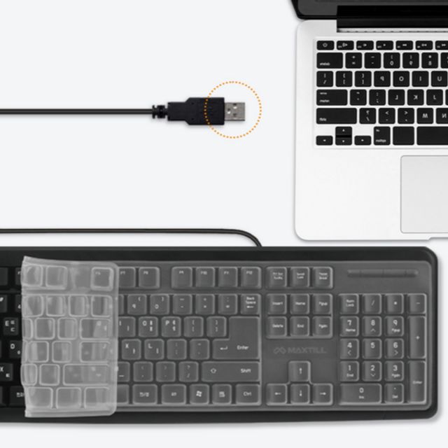 사무용 유선 키보드 멤브레인 usb 키보드 컴퓨터 키스킨 포함 생활방수