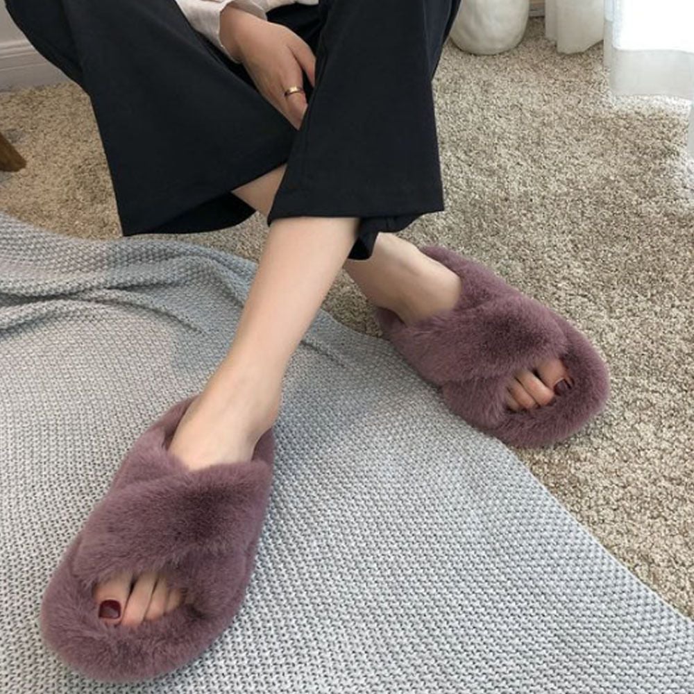 여성 털 실내화 겨울 거실화 층간소음 방지 슬리퍼 - 이미지 1