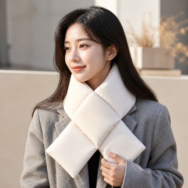겨울 방한용 경량 패딩 목도리 100g 부드러운 안감 스카프 머플러 - 이미지 1