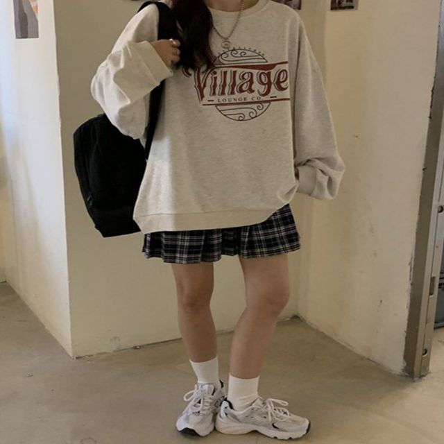 여자 루즈핏 기모맨투맨 티셔츠 3컬러 프린팅기모티