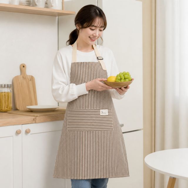 스트라이프 앞치마 카페 원피스 어린이집 유치원 미술 가운 - 이미지 1
