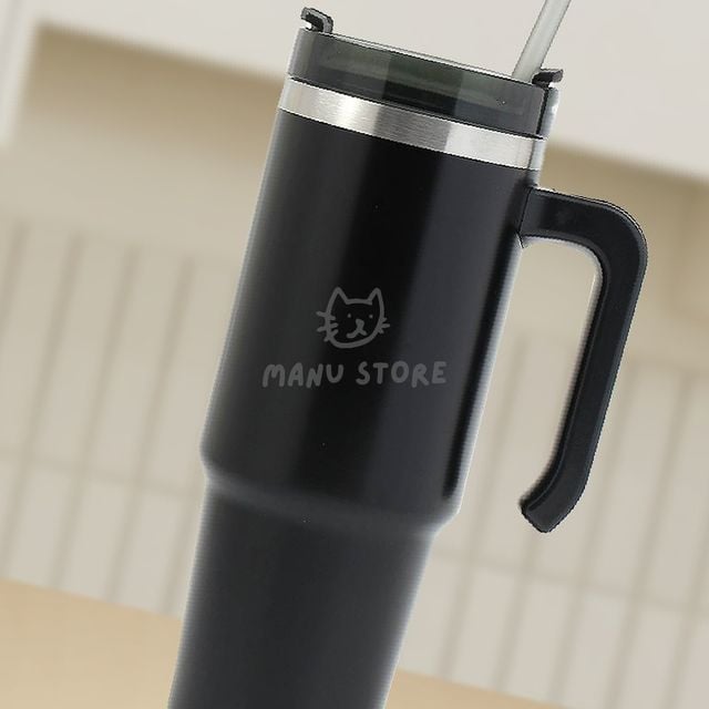 커피 보온병 보온보냉 빨대 텀블러 900ml 블랙