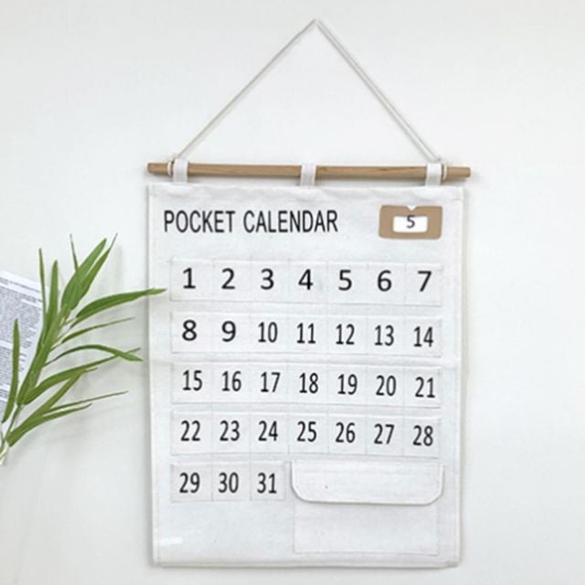 패브릭 주머니 용돈달력 생활비달력 소비달력 가계부 저금통 벽걸이수납