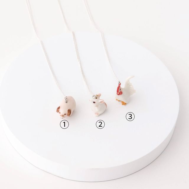 닭 돼지 쥐 은목걸이 띠목걸이 선물용 액세서리 - 이미지 5