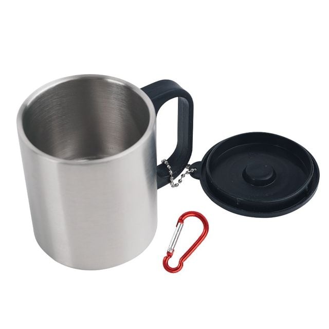 가볍고 튼튼한 휴대용컵 이중스텐-200ml 나침반뚜껑 - 이미지 2
