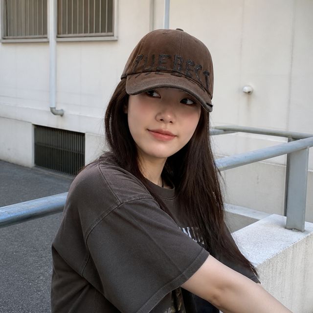 투톤 데님 야구모자 그래피티 볼캡 남녀공용 커플 캡 - 이미지 1