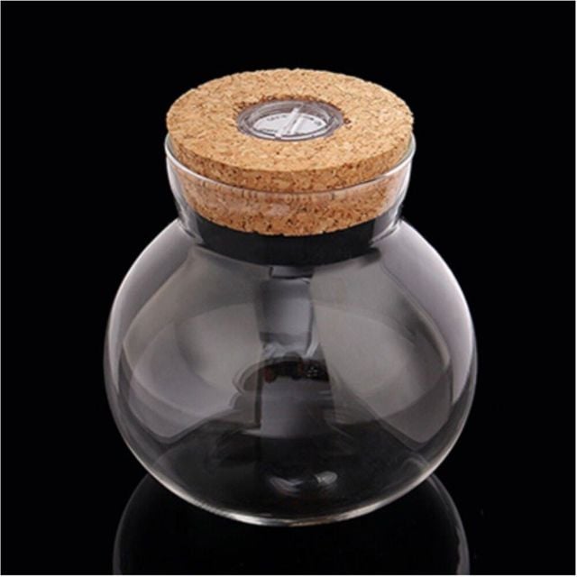 마리모 키우기 LED 코르크 유리병 10x11cm 수경재배화병 마리모어항 미니유리어항